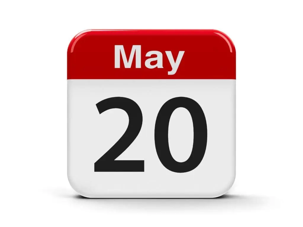 Calendar web button - The Twentieth of May - World Metrology Day, three-dimensional rendering, 3D illustration