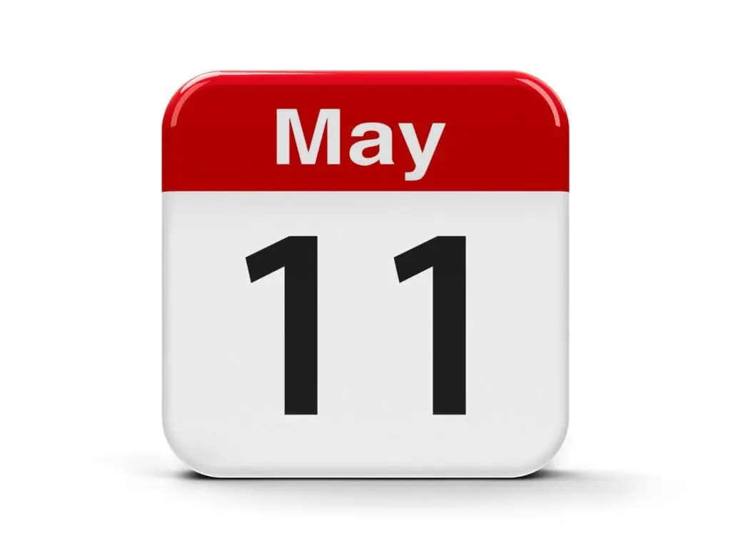 Calendar web button - The Eleventh of May, three-dimensional rendering, 3D illustration