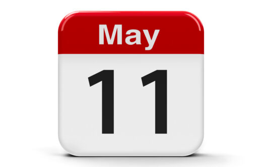 Calendar web button - The Eleventh of May, three-dimensional rendering, 3D illustration